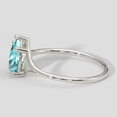 Birnen-Paraiba-Ring mit geteiltem Schaft, 1 Karat