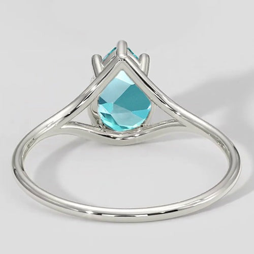Birnen-Paraiba-Ring mit geteiltem Schaft, 1 Karat