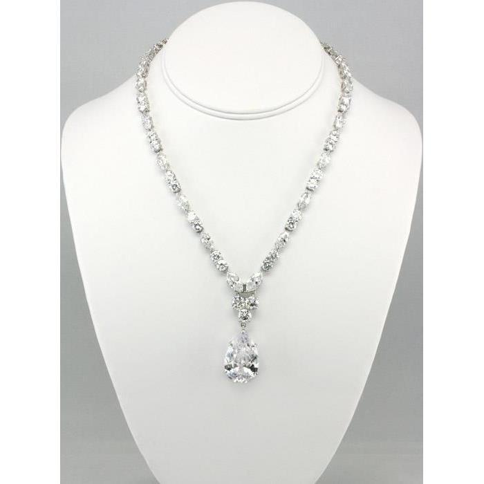 Birnen, Rund und Marquise Echt Diamond Halskette 20 Karat