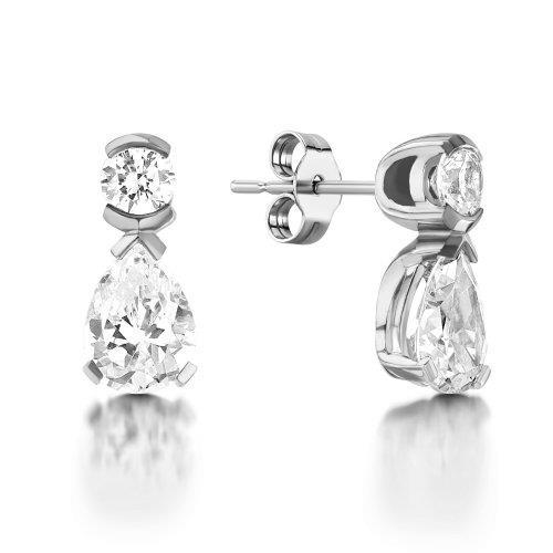 Birnen- und Rundschliff-Damen-Tropfenohrringe 2,50 ct