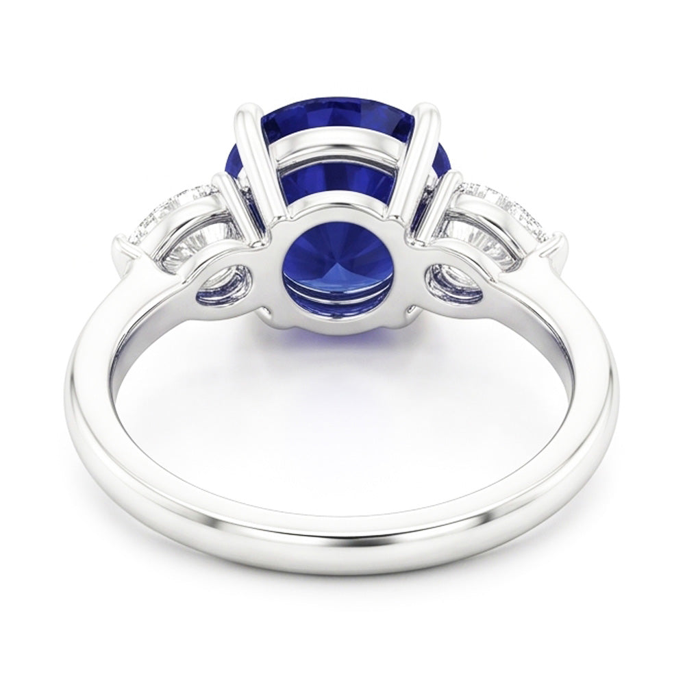 Birnendiamant 3 Stein Ring Rundschliff Blauer Saphir Schmuck 3 Karat