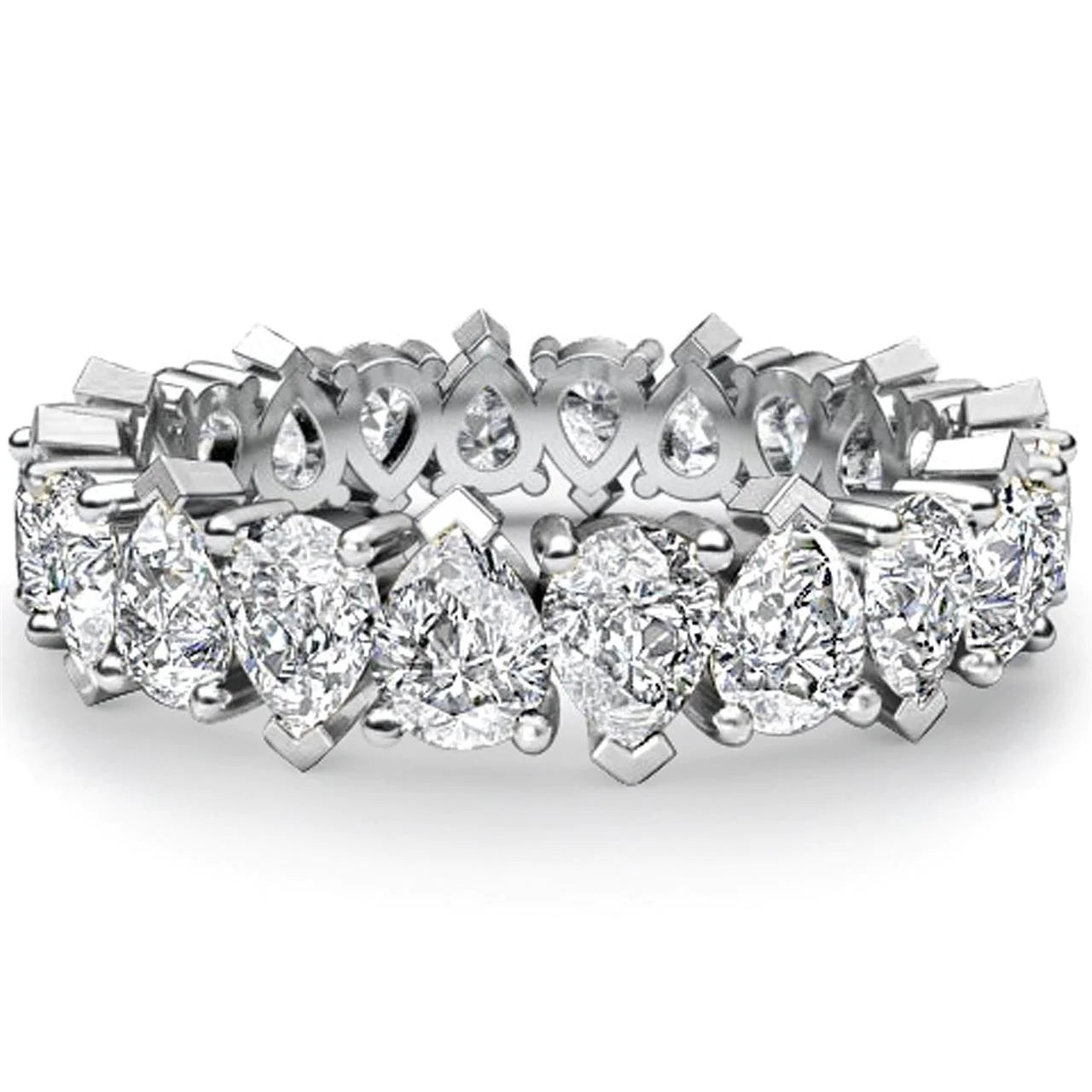 Birnenschliff Echt Diamant Eternity Ehering Weißgold 14K