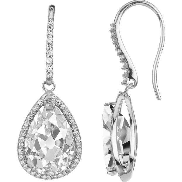 Birnenschliff Old Mine Schliff 10 Karat Natürliche Aus der Erde Abgebauter Natürlicher Diamant-Halo-Tropfenohrringe