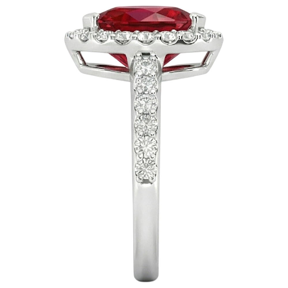 Birnenschliff Rubin mit Aus der Erde Abgebauter Natürlicher Diamantring Weißgold 14K Schmuck 2,5 ct.