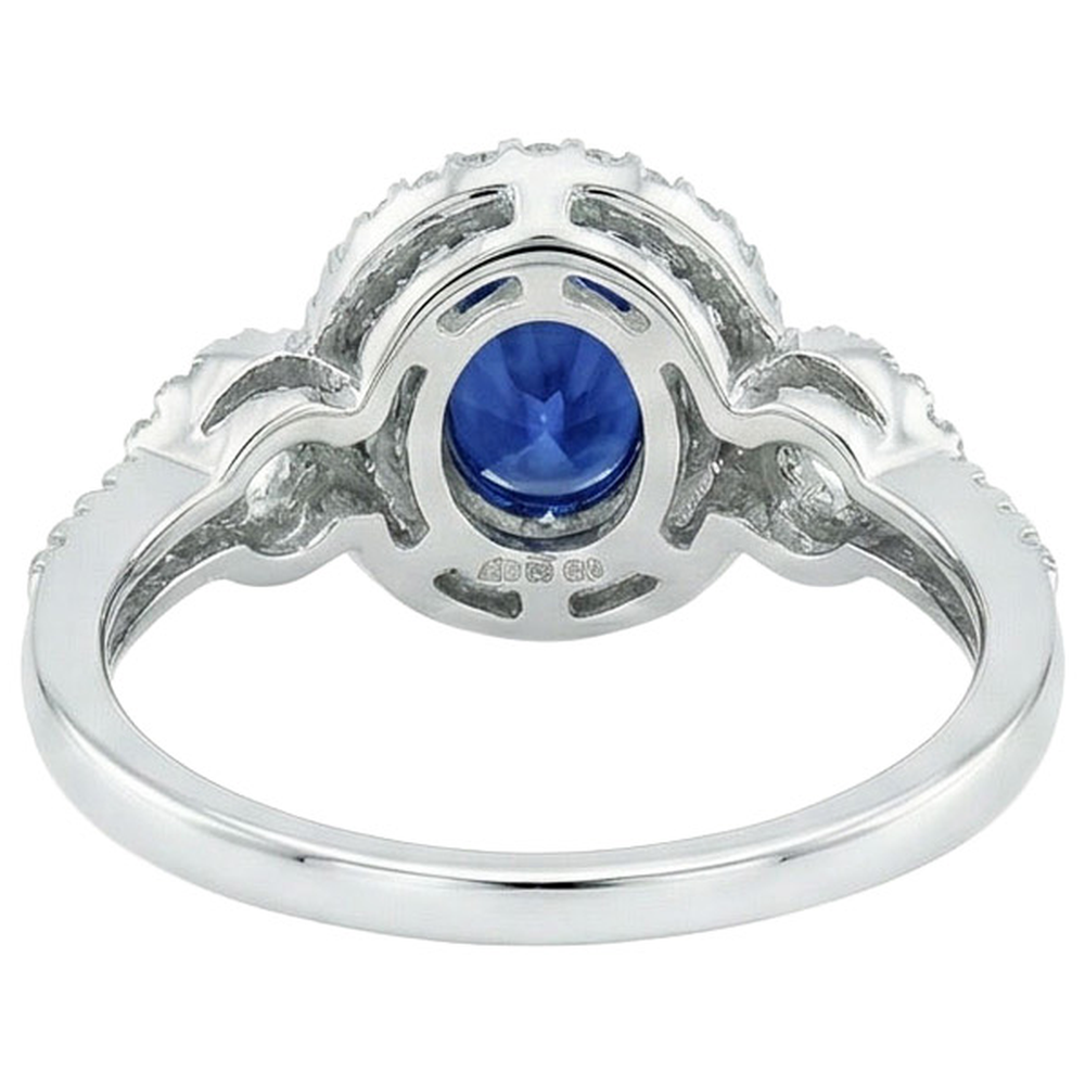 Blauer AAA Ceylon Saphir mit Aus der Erde Abgebauter Natürlicher Diamantring 2,75 Karat Goldschmuck