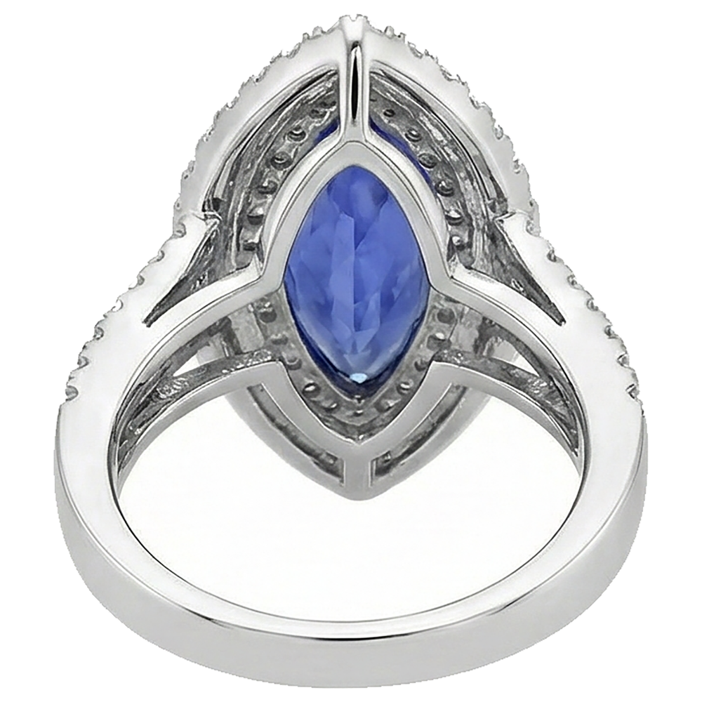 Blauer Marquise Tansanit mit Akzent Aus der Erde Abgebauter Natürlicher Diamantring 5.50 Karat WG 14K