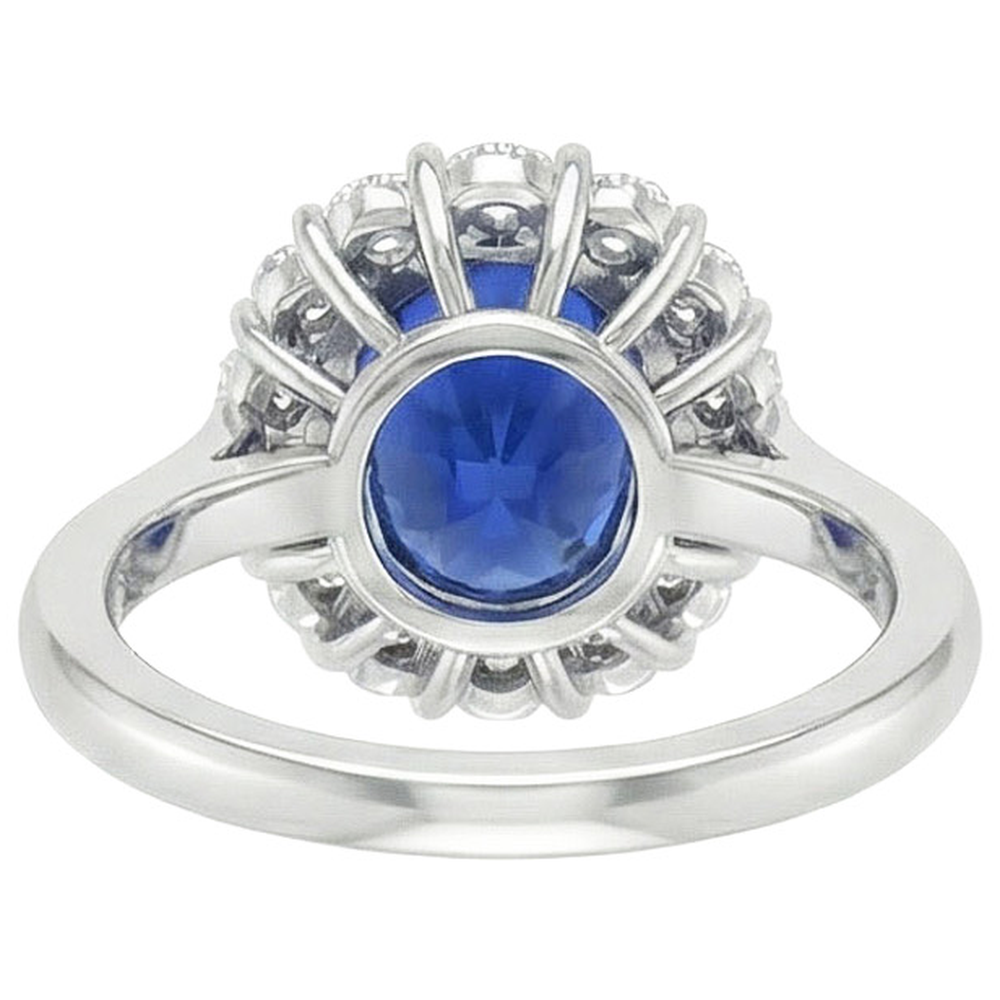 Blauer Saphir Aus der Erde Abgebauter Natürlicher Diamant Verlobungsring Oval Ceylon Edelstein 9,25 Karat