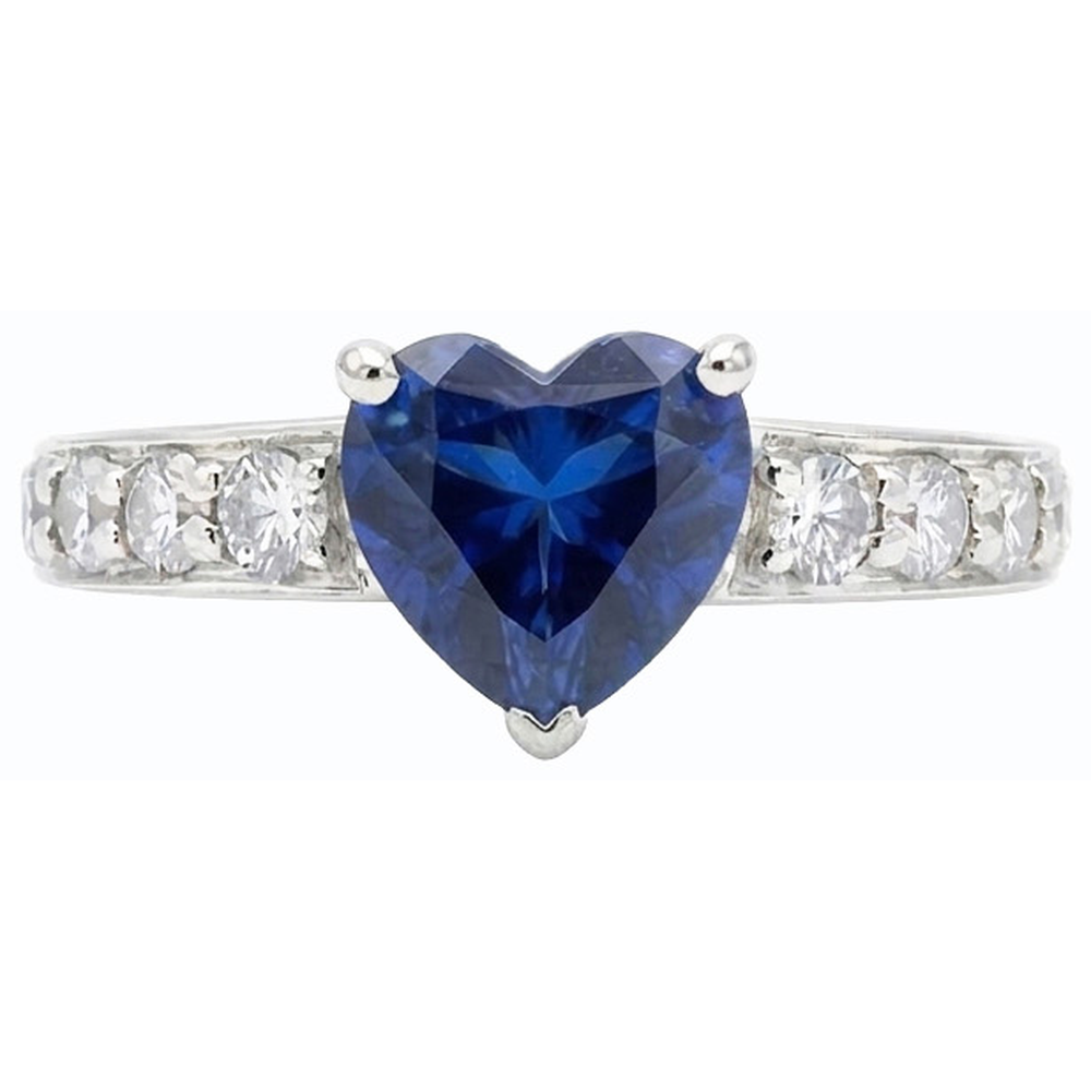 Blauer Saphir Edelstein Ring Herzschliff 3,50 Karat Krappenset Schmuck