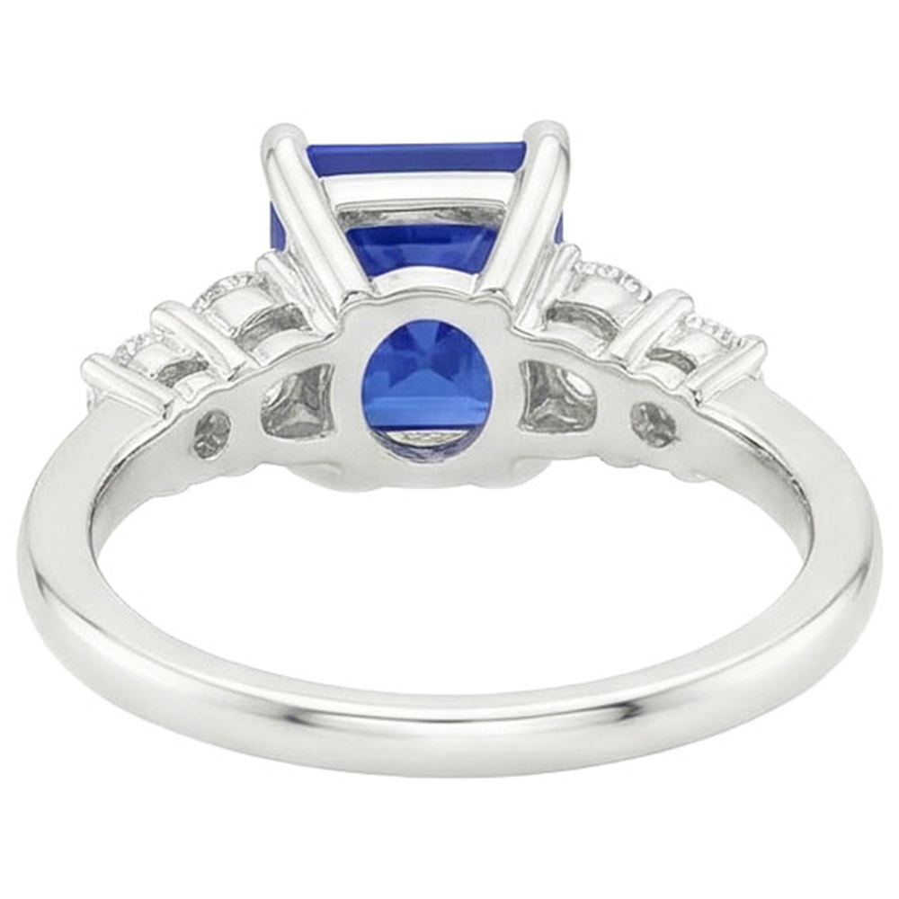 Blauer Saphir-Jubiläumsring Princess Cut Five Stone 5,50 Karat