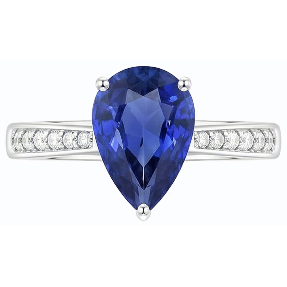 Blauer Saphir Solitaire Ring & Pave Set Natürlicher Diamant ( nicht im Labor gezüchtet )akzente 2,50 Karat