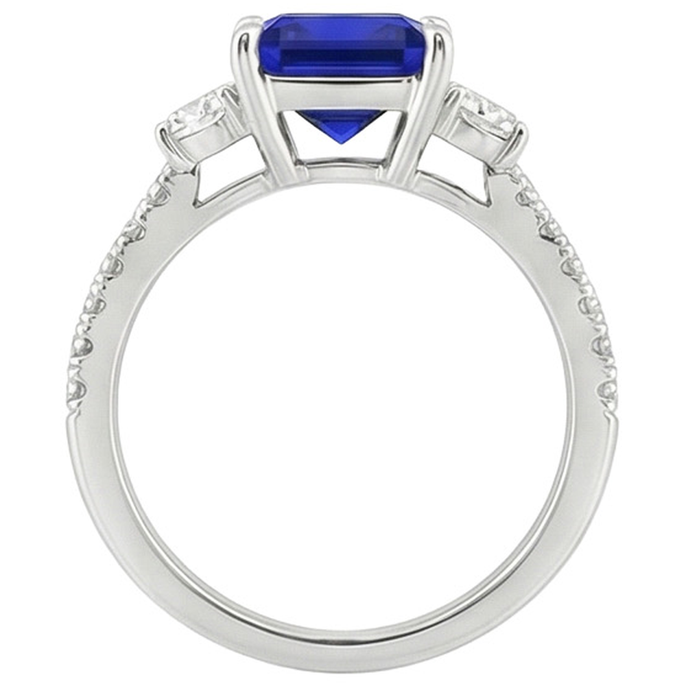 Blauer Saphir-Solitär mit Akzenten Princess Cut Edelstein 6,25 Karat