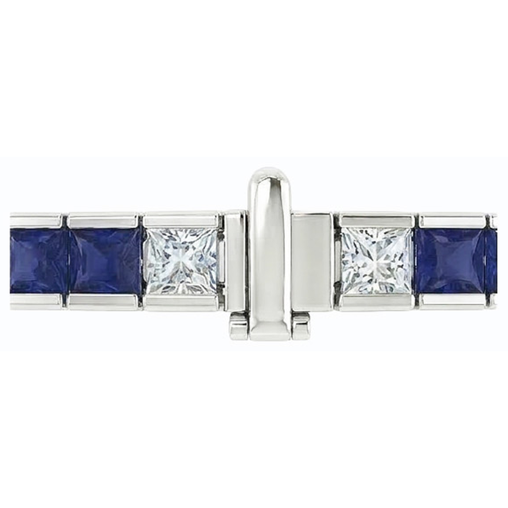 Blauer Saphir Tennisarmband Princess Cut 25 Karat Weißgold 14K
