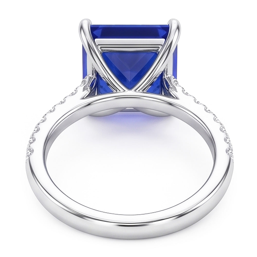 Blauer Saphir-Verlobungsring mit Aus der Erde Abgebauter Natürlicher Diamantakzenten 6 Karat