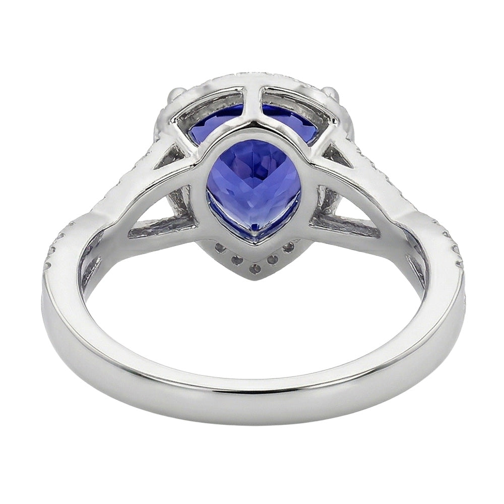 Blauer Saphir und Aus der Erde Abgebauter Natürlicher Diamanten 3.66 Karat Ring Weißgold 14K