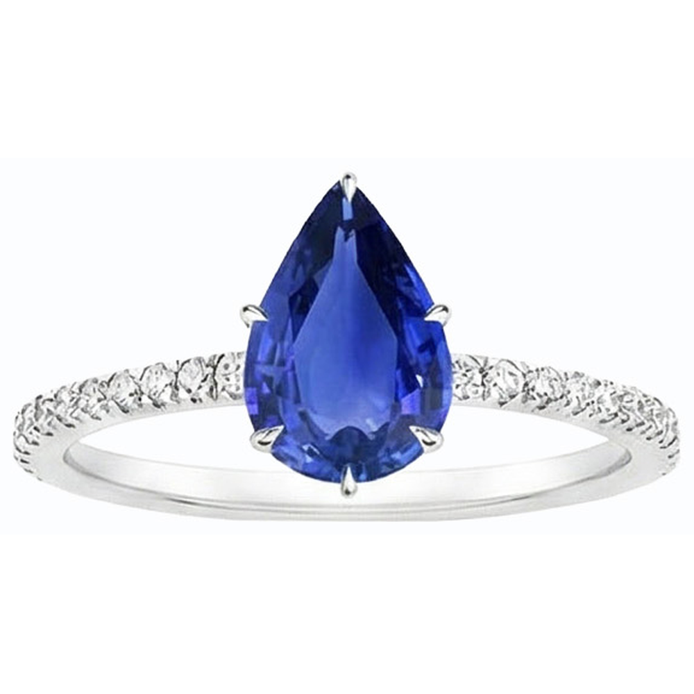 Blauer Saphirring mit Pave-Set Natürlicher Diamant ( nicht im Labor gezüchtet )akzenten Gold 4,50 Karat