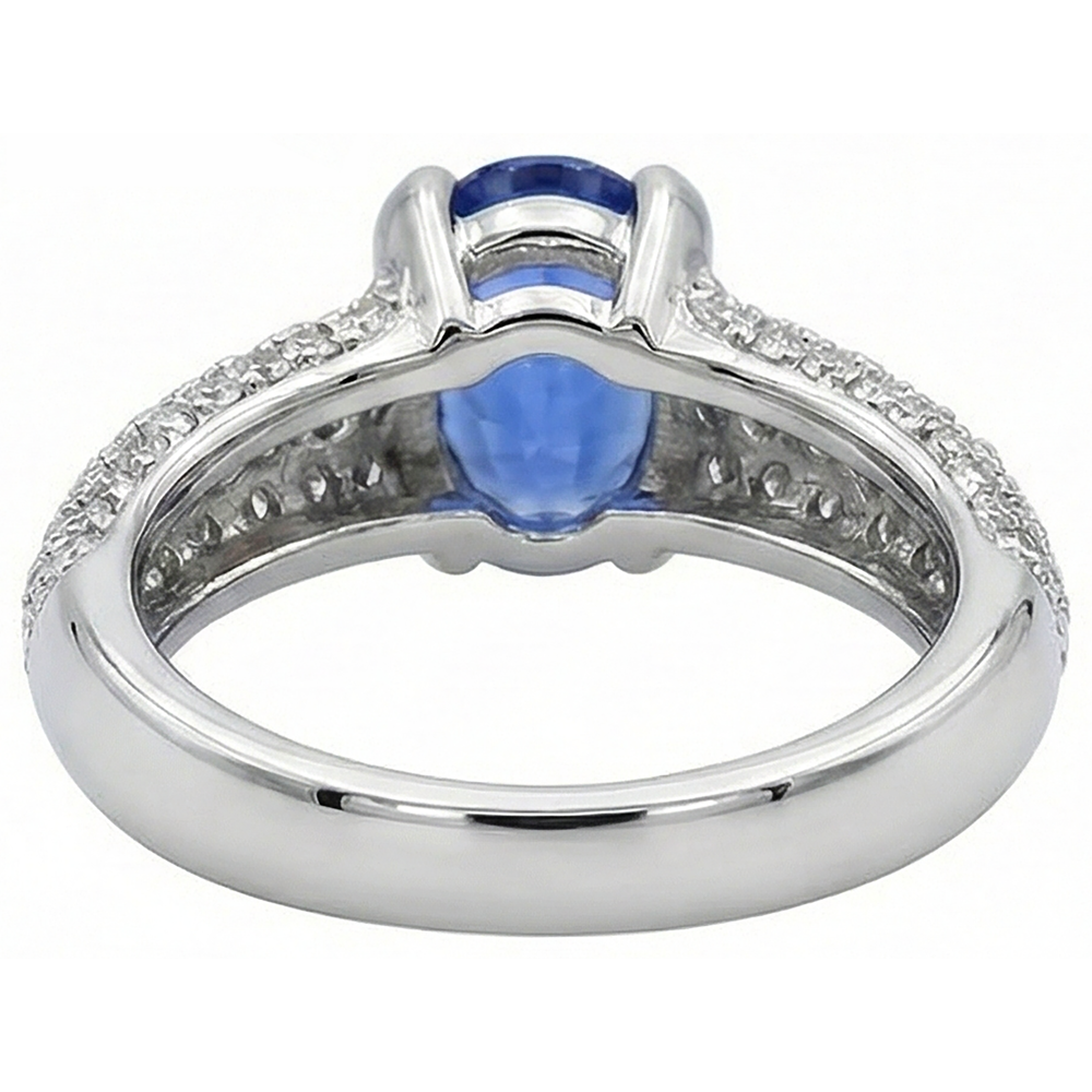 Blauer Tansanit-Edelstein-Aus der Erde Abgebauter Natürlicher Diamant-Ring 2,5 Kt. Gold 14K