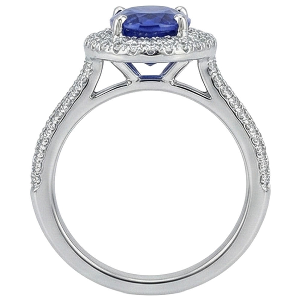 echter oval tansanit 10.75Karat ring auf Weiß