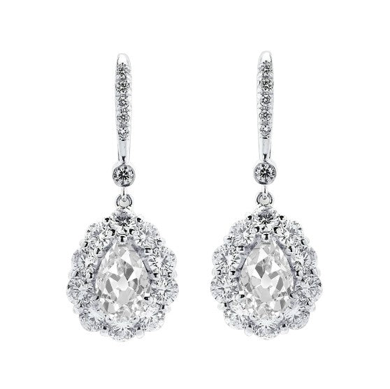 Blumen-Stil Echt Diamant-Halo-Ohrringe 4,50 ct Birnenschliff Old Miner
