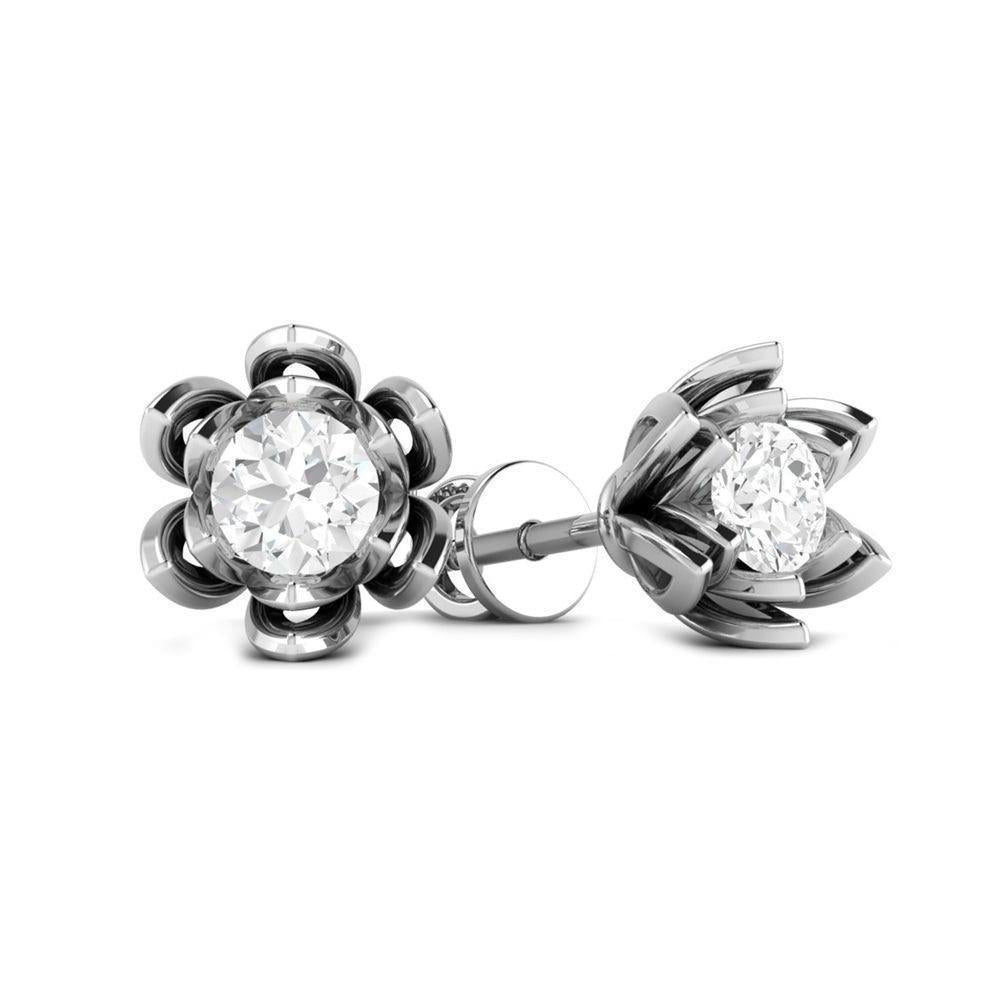 Blumenstil 1,50 ct. Real Diamonds Damen-Ohrstecker Gold Weiß 14K