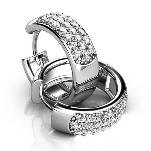 Breite 14-Karat-Gold-Echt Diamant-Huggie-Ohrringe