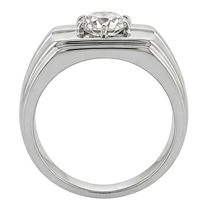 Brillant Antik-Kissen-Schliff Herren-Ring 2 Karat in 10K White