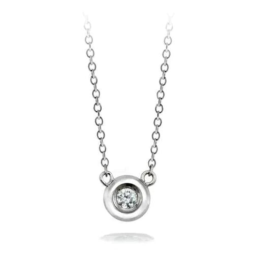 Brillantschliff Echt Diamant Anhänger Halskette Lünette Set 0.50 Karat WG 14K