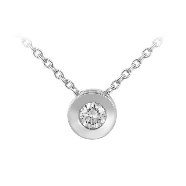 Brillantschliff Solitär Echt Aus der Erde Abgebauter Natürlicher Diamant Halskette Anhänger 0,75 Karat WG 14K