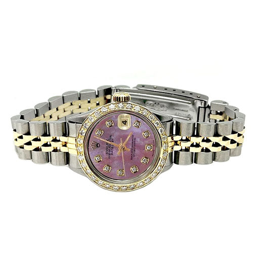Burgunder Diamant-Zifferblatt Lünette Edelstahl & Gold Jubilee Armband Lady Rolex