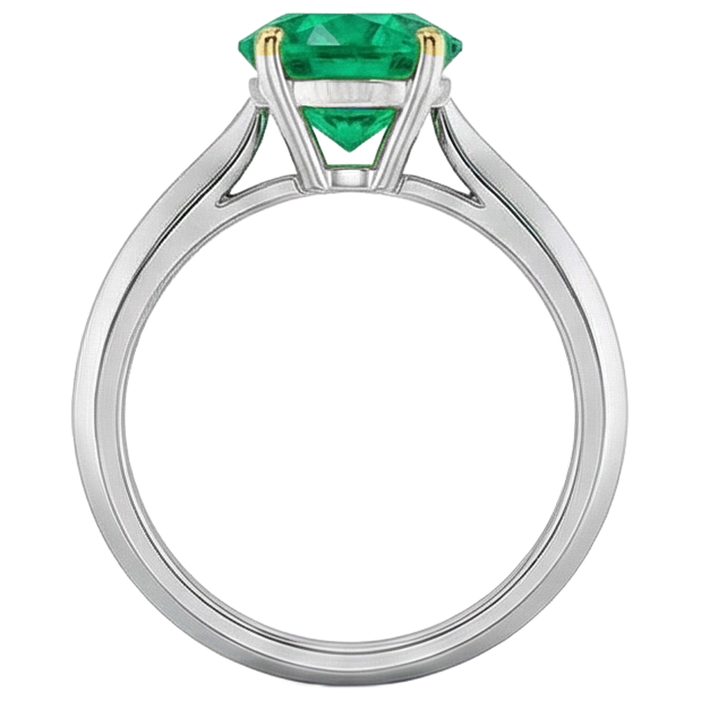 Schmuckstein-Ring Zweifarbiges 14K Gold mit Smaragd – Draufsicht