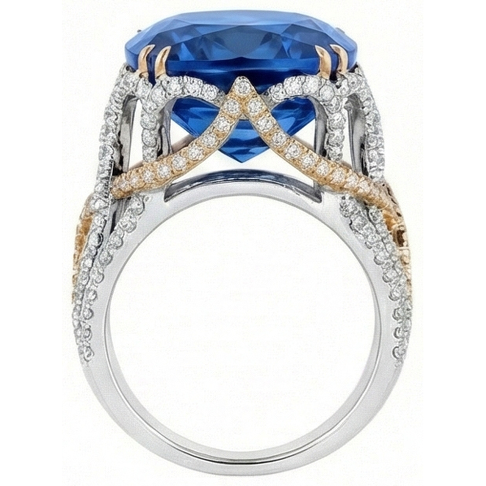 echter round diamant 8.51Karat ring Profilansicht