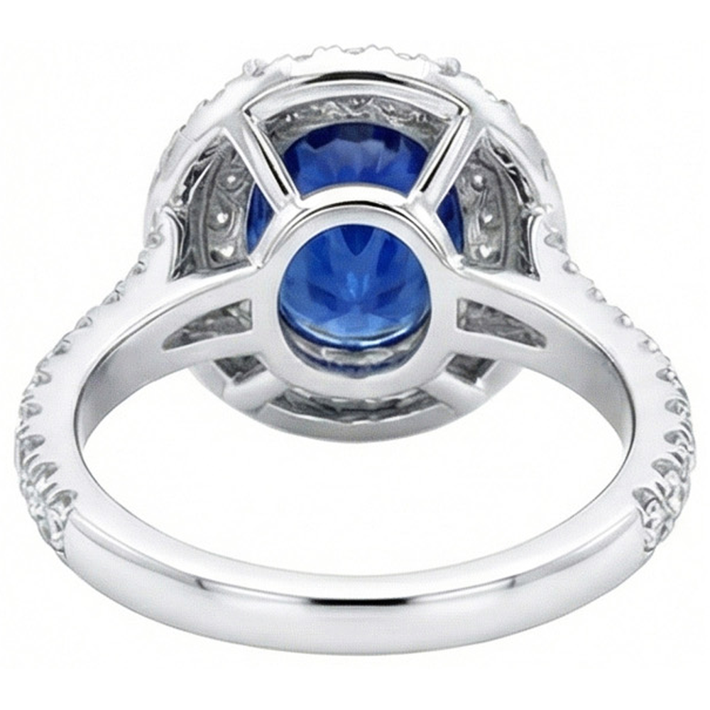echter oval saphir 4.40Karat ring auf Weiß