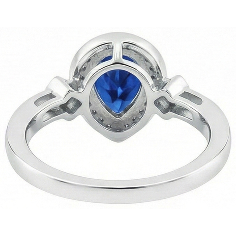 Ceylon Saphir Aus der Erde Abgebauter Natürlicher Diamanten 3,20 Karat Ring Weißgold 14K