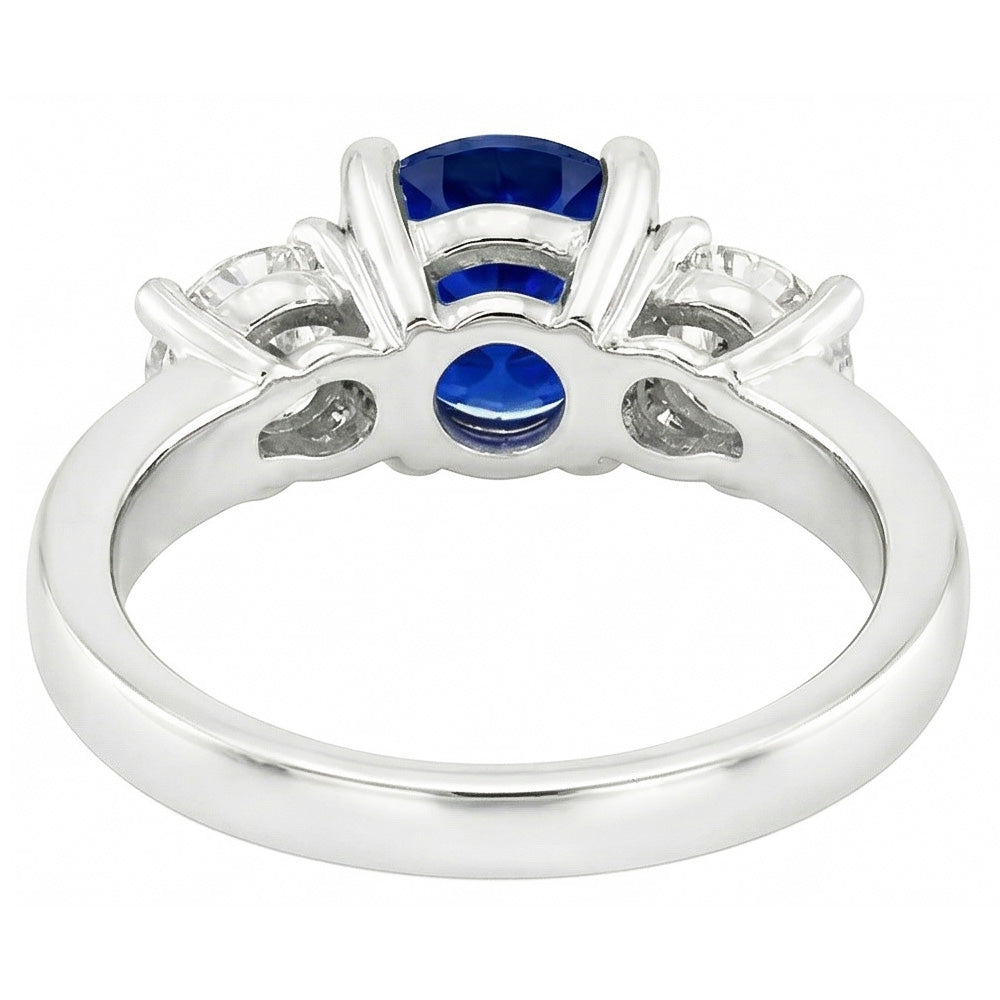 Ceylon Saphir Runder Natürlicher Diamant ( nicht im Labor gezüchtet )ring 3.50 Karat Damenschmuck
