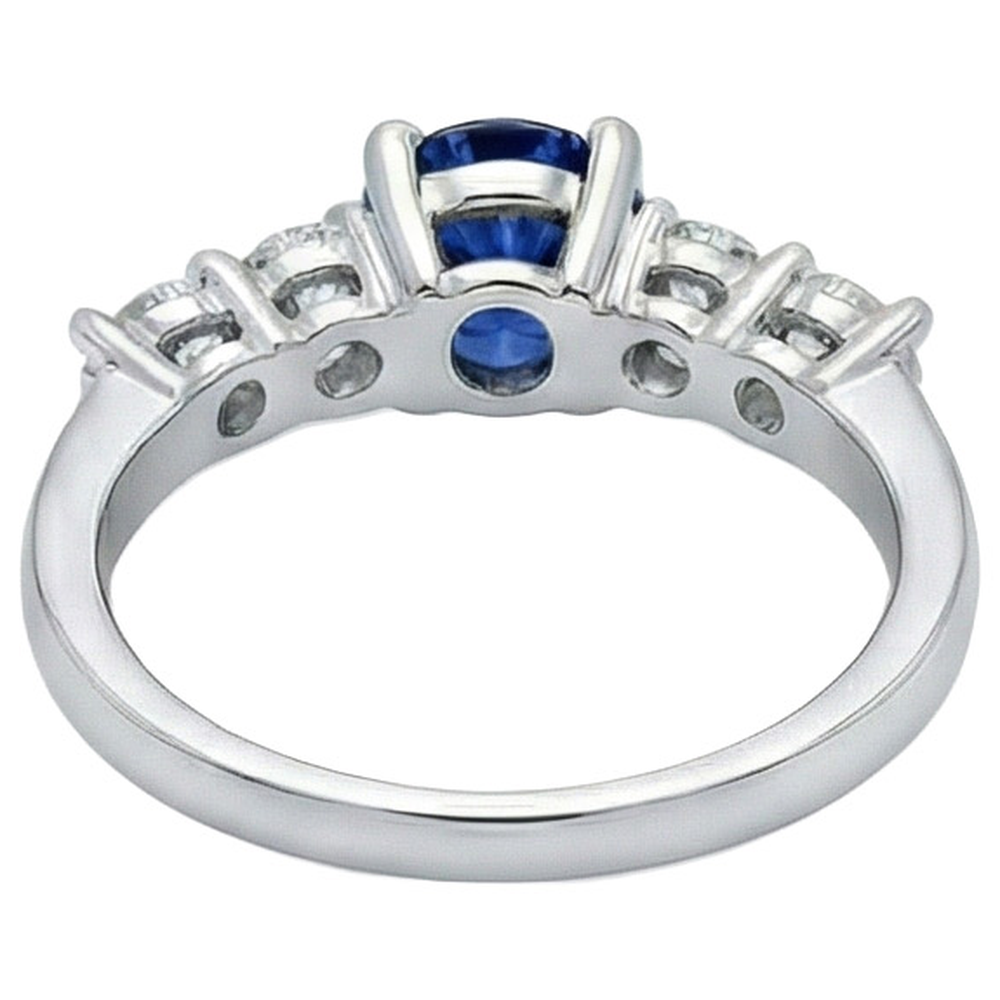 Ceylon Saphir & Aus der Erde Abgebauter Natürlicher Diamanten Edelstein Ring 2.90 Karat Weißgold 14K
