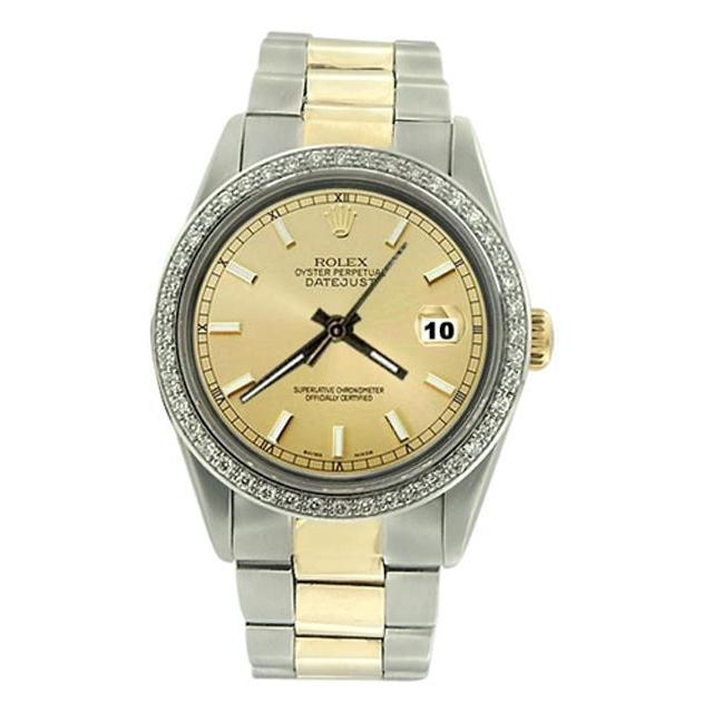 Champagner-Zifferblatt, Edelstahl und Gelbgold, Rolex-Uhr für Herren, Oyster, SCHNELLES SET