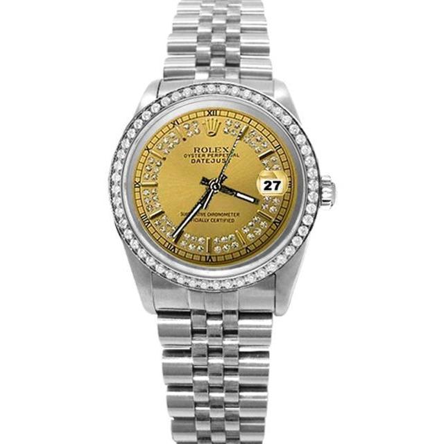 Champagner Zeichenfolge Diamant Zifferblatt Lünette Rolex Date Just Betrachten Jubilee SCHNELLES EINSTELLEN