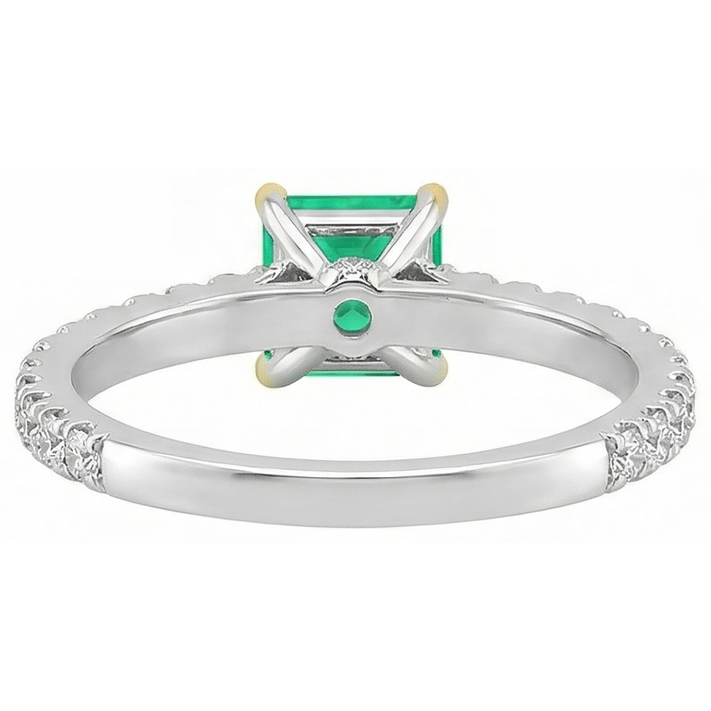 Edelstein-Ring Bicolor 14K Gold mit Kolumbianischer Smaragd – Rückansicht