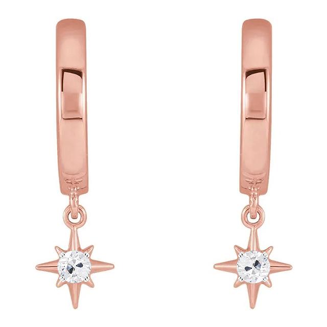 Creolen mit Echt Diamanten 1 Karat alter Bergmann Twinkling Star Style Roségold