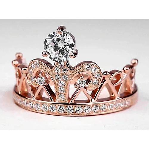Crown Stil Runder Echt Diamant Jubiläumsring 1,50 Karat Roségold 14K