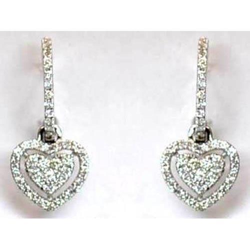 Echt DIAMANT Herzförmige Damen-Tropfendiamantohrringe 3 Ct.