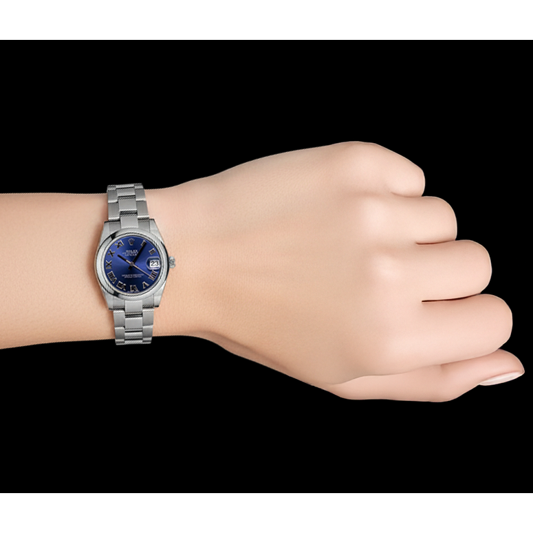 Dame-Datejust Rolex blaues römisches Zifferblatt aus Edelstahl P3