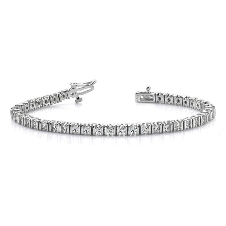 Damen 6,75 ct Rundschliff Echt Aus der Erde Abgebauter Natürlicher Diamant Doppelglied-Tennis-Armband Weißgold