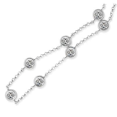 Damen 7 Karat Yard Echt Diamanthalskette 46 cm Zoll Kette 14K Weißgold