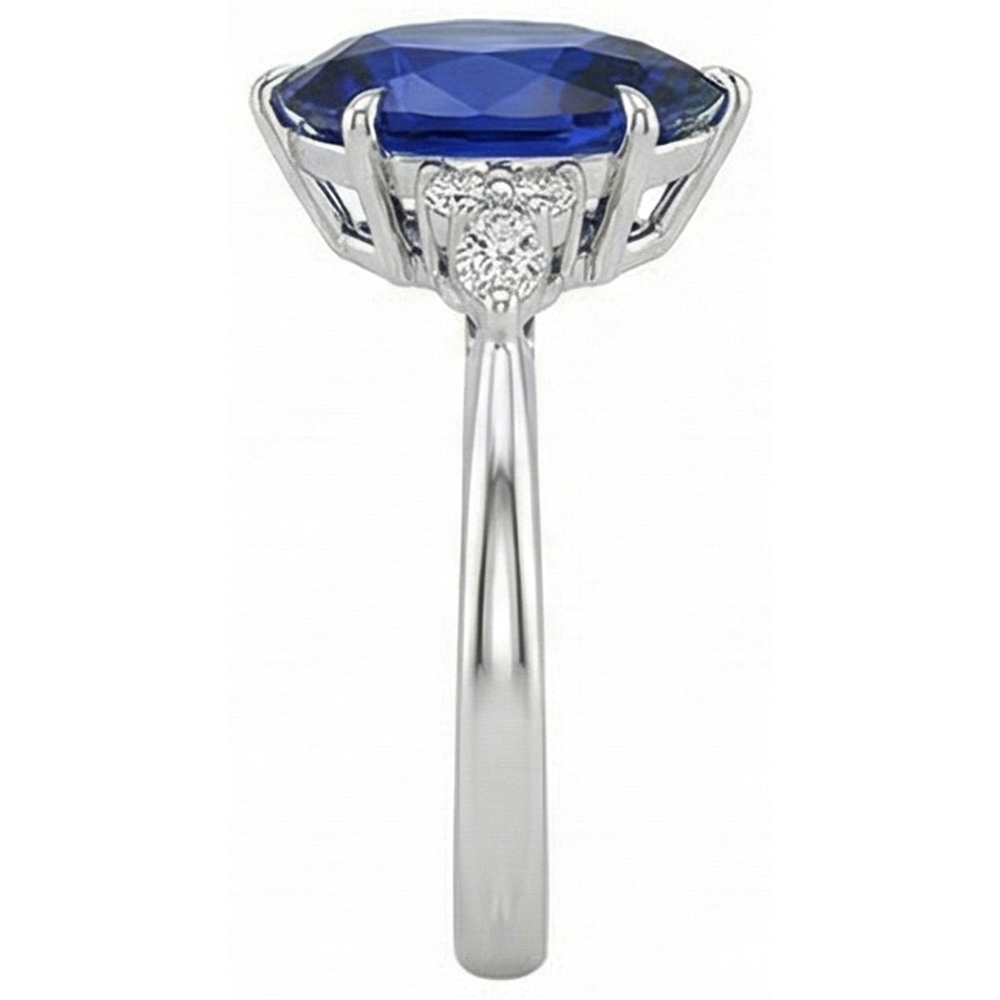 Damen Aus der Erde Abgebauter Natürlicher Diamant Jubiläumsring Birnenschliff Blauer Saphir Zentrum 5 Karat