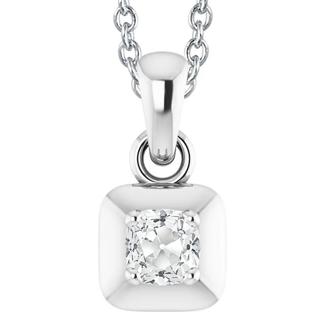 Damen Echt Diamant Anhänger Kissen alter Bergmann 2 Karat 14K