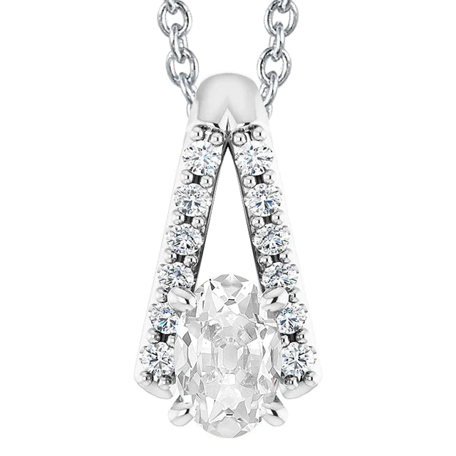 Damen Echt Diamant Anhänger Slide Schmuck Oval Old Cut 5.50 Karat