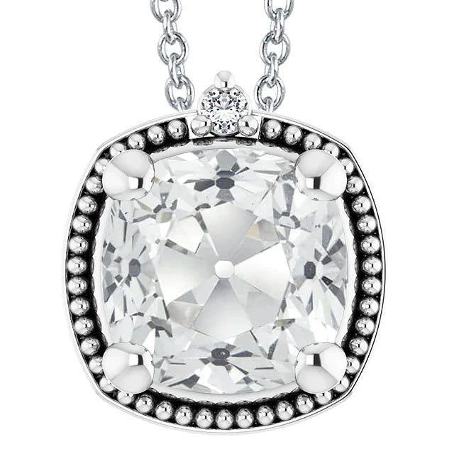 Damen Echt Diamant Anhänger rund & Kissen alter Bergmann Milgrain 5.50 Karat