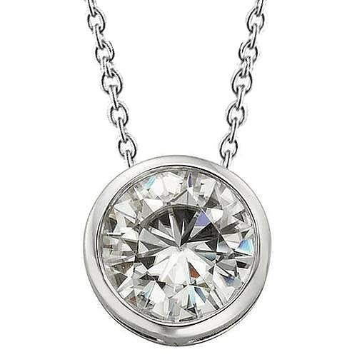 Damen Echt Diamant Halskette Anhänger Lünette 2 Karat Weißgold 14K