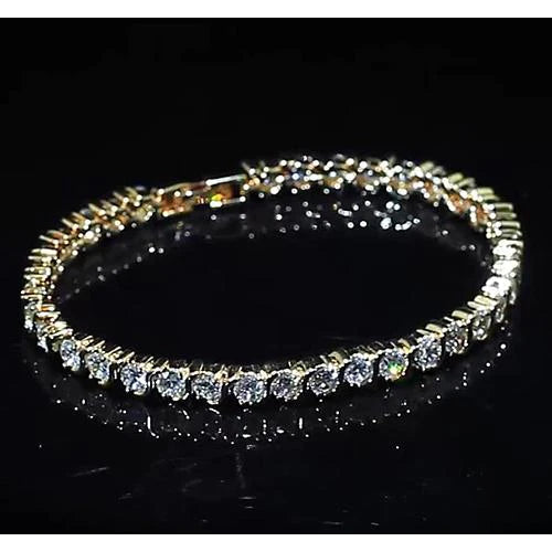 Damen Echt Aus der Erde Abgebauter Natürlicher Diamant Tennis Armband 8 Karat Gelbgold 14K Schmuck