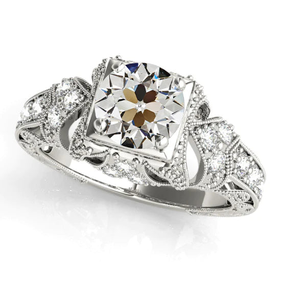 Damen Ehering Altschliff Echt Diamant Antik Stil 3.50 Karat